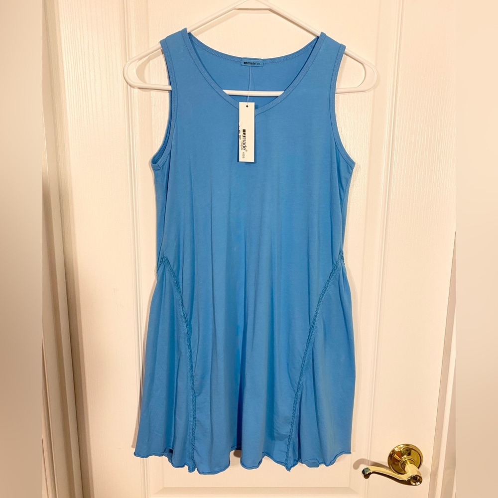 LAmade USA MADE Lace Trim Sleeveless V-Neck Knit Dress Turquoise Girl’s 14
